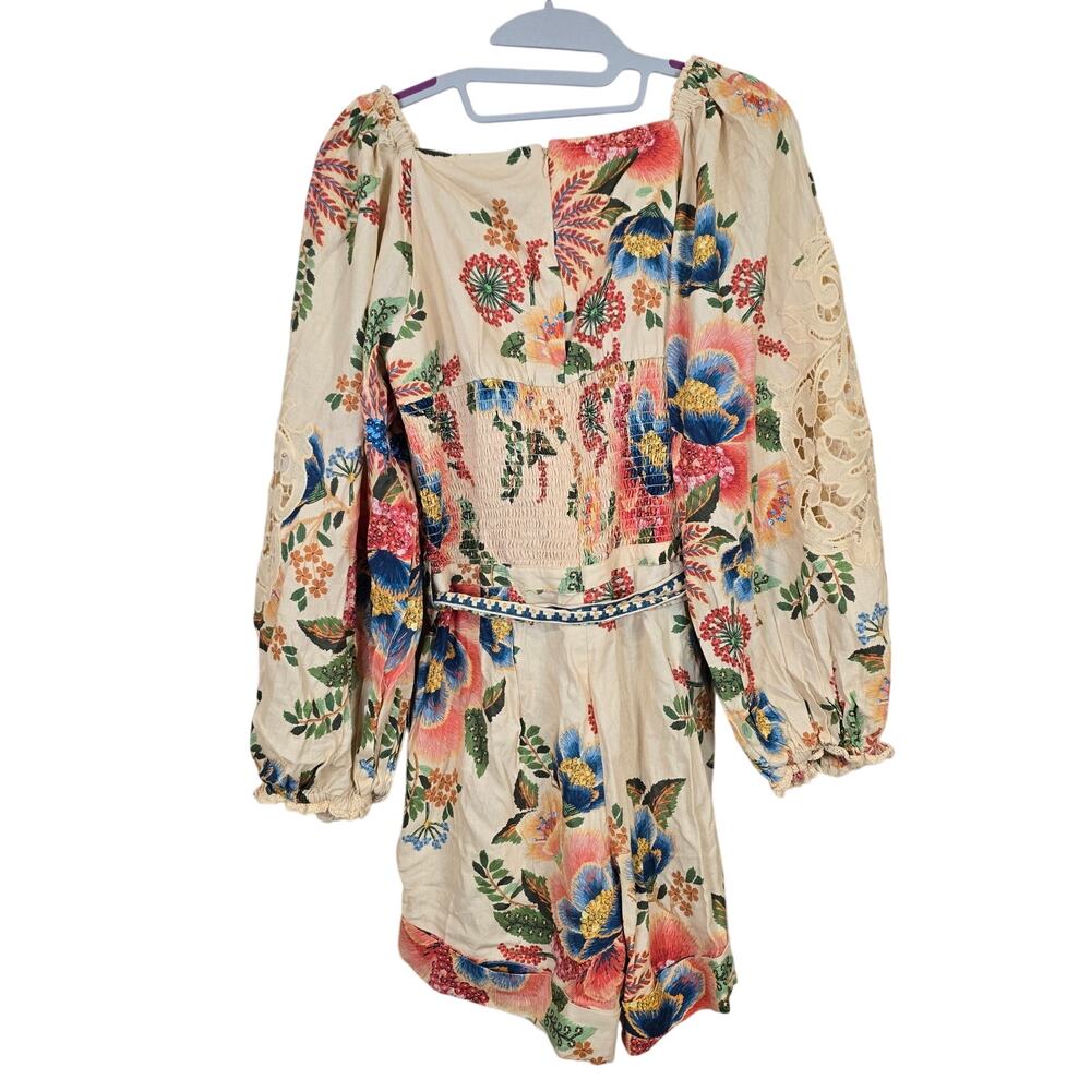 NEW NWT Women's Farm Rio Delicate Garden Sand Romper | Size Small - Picture 3 of 14